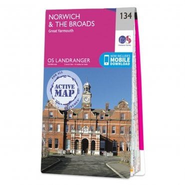 Ordnance Survey Landranger Active map 134 - Norwich & The Broads (Waterproof)