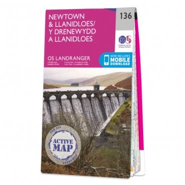 Ordnance Survey Landranger Active map 136 - Newtown & Llanidloes (Waterproof)
