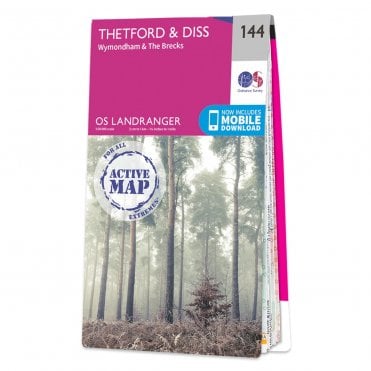 Ordnance Survey Landranger Active map 144 - Thetford & Diss (Waterproof)