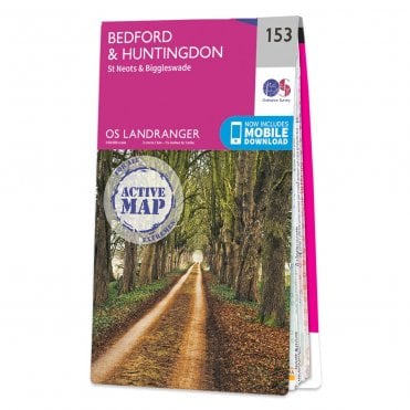 Ordnance Survey Landranger Active map 153 - Bedford & Huntingdon (Waterproof)