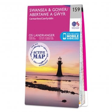 Ordnance Survey Landranger Active map 159 - Swansea & Gower (Waterproof)