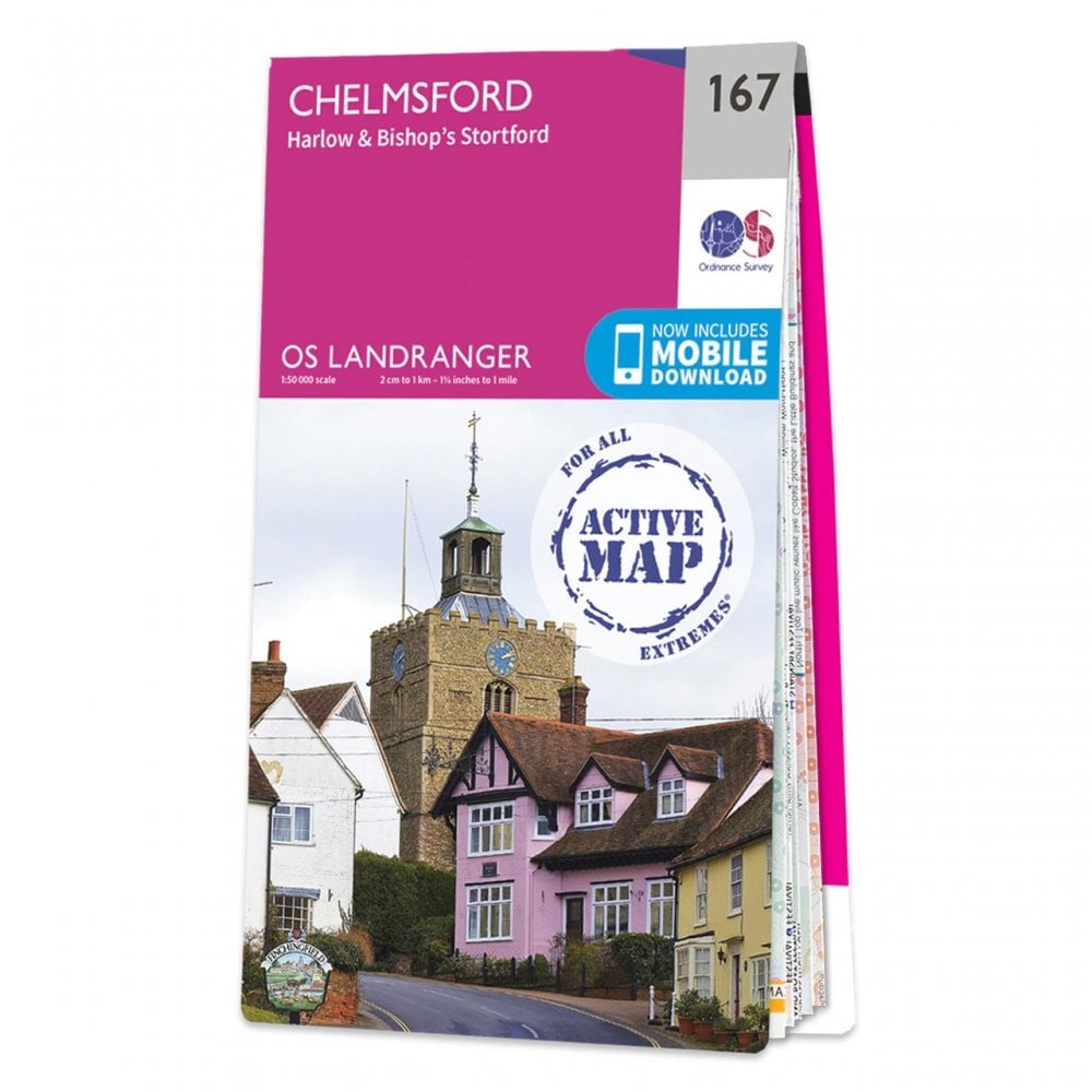 Os Map 162 Ordnance Survey Landranger Active map 167 - Chelmsford (Waterproof)