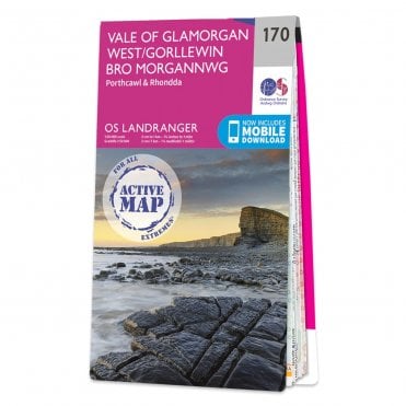 Ordnance Survey Landranger Active map 170 - Vale of Glamorgan West (Waterproof)