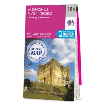 Ordnance Survey Landranger Active map 186 - Aldershot & Guildford (Waterproof)