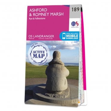 Ordnance Survey Landranger Active map 189 - Ashford & Romney Marsh (Waterproof)