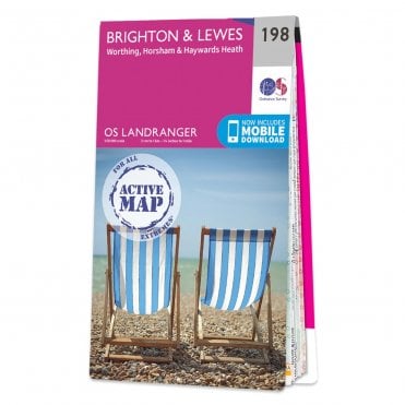 Ordnance Survey Landranger Active map 198 - Brighton & Lewes (Waterproof)