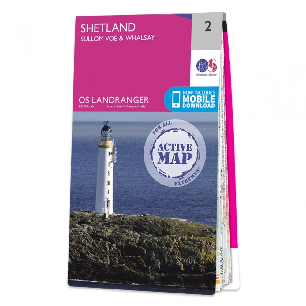 Ordnance Survey Landranger Active map 2 - Shetland (Waterproof)