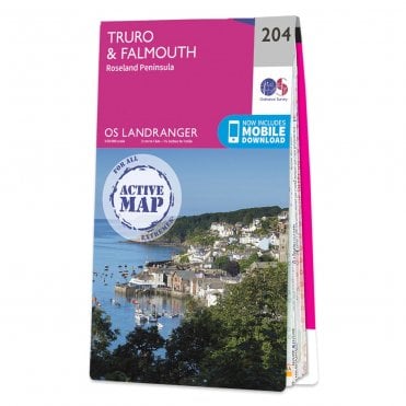 Ordnance Survey Landranger Active map 204 - Truro & Falmouth (Waterproof)