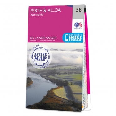 Ordnance Survey Landranger Active map 58 - Perth & Alloa (Waterproof)