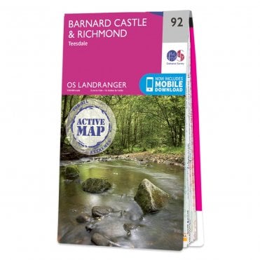 Ordnance Survey Landranger Active map 92 - Barnard Castle & Richmond (Waterproof)