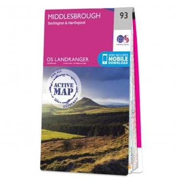 Ordnance Survey Landranger Active map 93 - Middlesbrough (Waterproof)