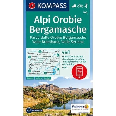 Orobie Alps, Bergamasque Alps | Kompass hiking map 104 2022 Edition *SALE*