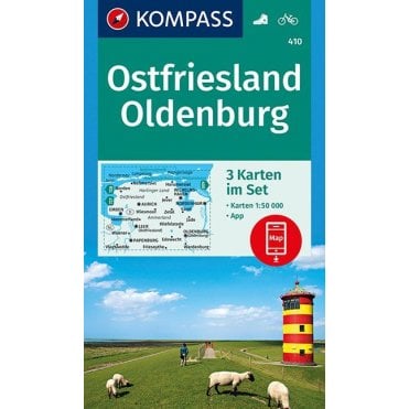 Ostfriesland, Oldenburg (3 map set) | Kompass hiking map 410