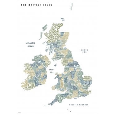 Graphic Map UK - counties, white background