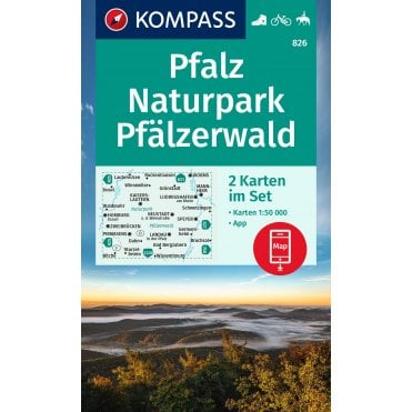 Palatinate, Palatinate Forest Nature Park (2 map set) | Kompass hiking map 826