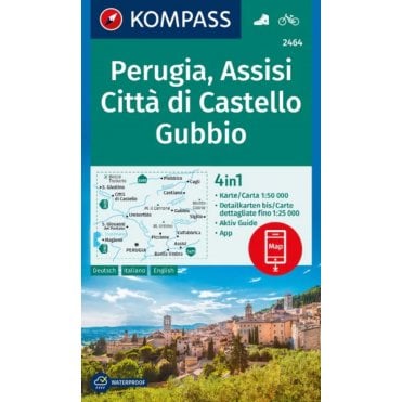Perugia, Assisi, Citta di Castello, Gubbio | Kompass hiking map 2464