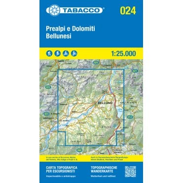 Prealpi / Dolomiti Bellunesi | Tabacco, map 024