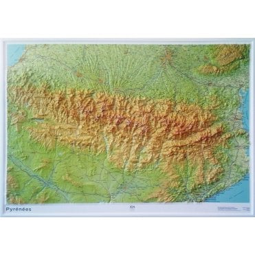 Pyrenees 3D Relief Wall map