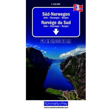 Regional road map of (South) Norway 1: Oslo - Stavanger - Bergen