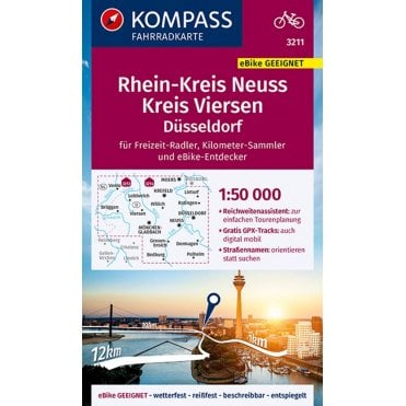 Rhein - Kreis Neuss, Kreis Viersen | Kompass cycling map 3211