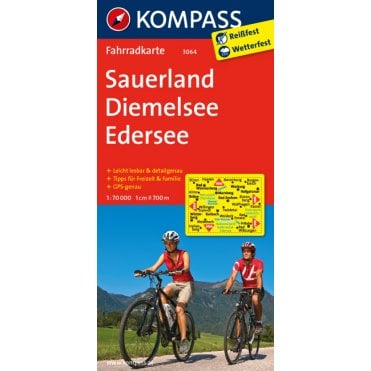 Sauerland, Diemelsee, Edersee | Kompass cycling map 3064