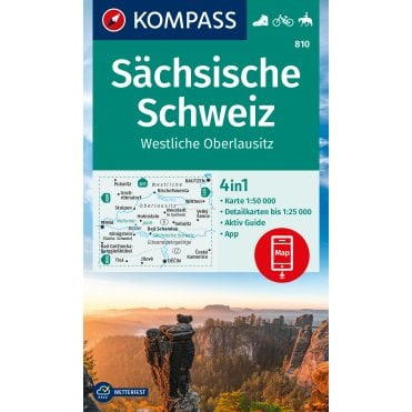 Saxon Switzerland, Western Oberlausitz | Kompass hiking map 810