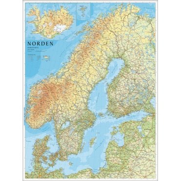 Scandinavia & Iceland Physical wall map