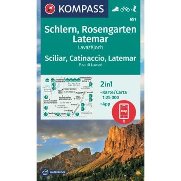 Schlern, Rosengarten, Latemar | Kompass hiking map 651