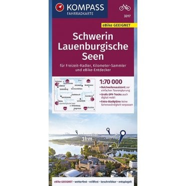 Schwerin, Lauenburg Lakes | Kompass cycling map 3317