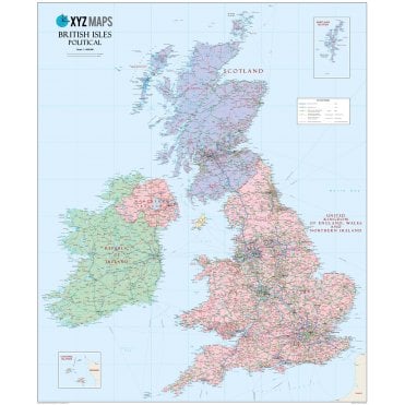 Scottish British Isles Political Wall Map