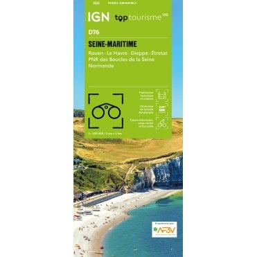 Seine-Maritime Rouen Le Havre Dieppe Etretat - IGN TOP100 map D76