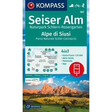 Seiser Alm/Alpe di Siusi, Schlern-Rosengarten Nature Park | Kompass hiking map 067