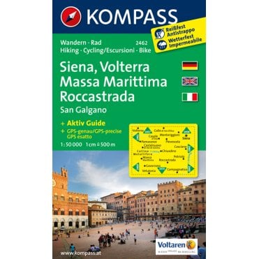 Siena, Volterra, Massa Marittima, Roccastrada, San Galgano | Kompass hiking map 2462
