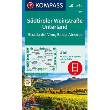 South Tyrolean Wine Route, Unterland / Strada del Vino, Bassa Atesina | Kompass hiking map 074