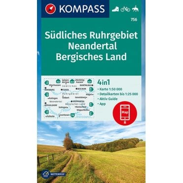 Southern Ruhr Area, Neandertal | Kompass hiking map 756