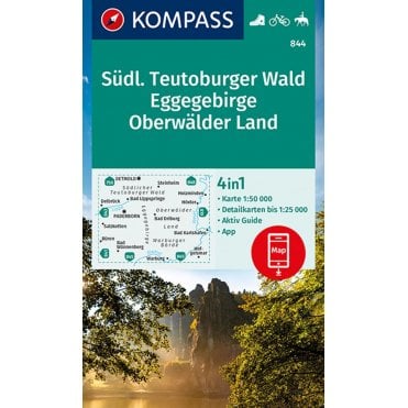Southern Teutoburg Forest, Egge, Oberwalder Land | Kompass hiking map 844