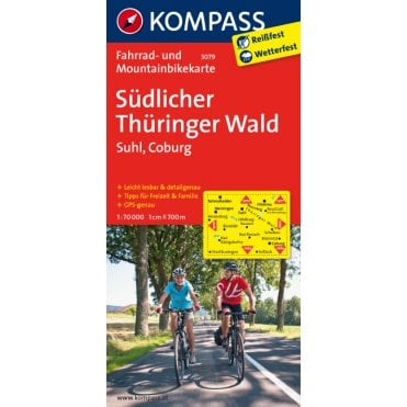Southern Thuringian Forest, Suhl, Coburg | Kompass cycling map 3079