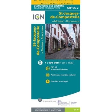 St-Jacques-de-Compostelle / Moissac - Roncevaux GR65-2 - IGN map 89021