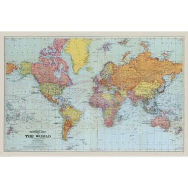Stanford's General Map of the World (1920) Blue Version