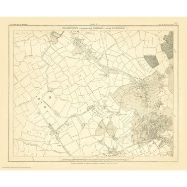 Stanford's Library Map of London Sheet 1 Black and White (18