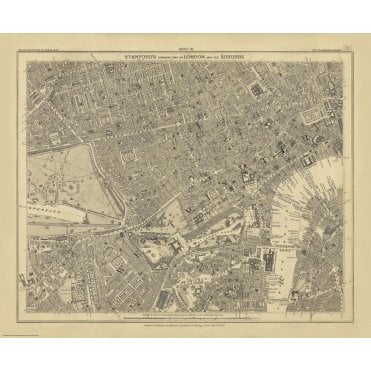 Stanford's Library Map of London Sheet 10 Black and White (1