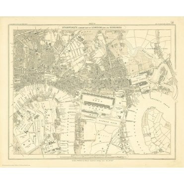 Stanford's Library Map of London Sheet 12 Black and White (1