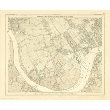 Stanford's Library Map of London Sheet 13 Black and White (1
