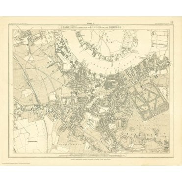 Stanford's Library Map of London Sheet 16 Black and White (1