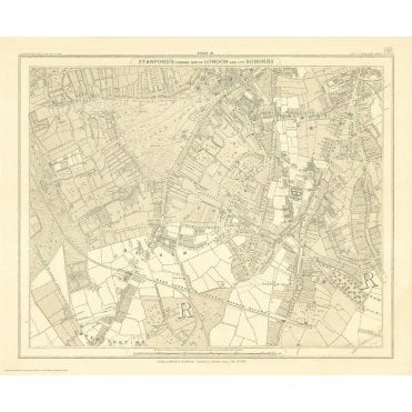 Stanford's Library Map of London Sheet 18 Black and White (1