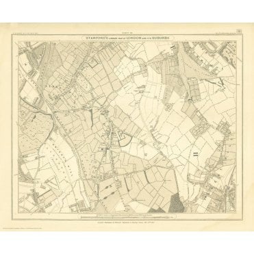 Stanford's Library Map of London Sheet 19 Black and White (1