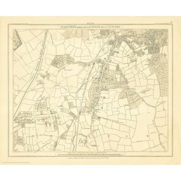 Stanford's Library Map of London Sheet 20 Black and White (1