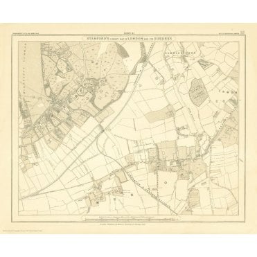 Stanford's Library Map of London Sheet 21 Black and White (1