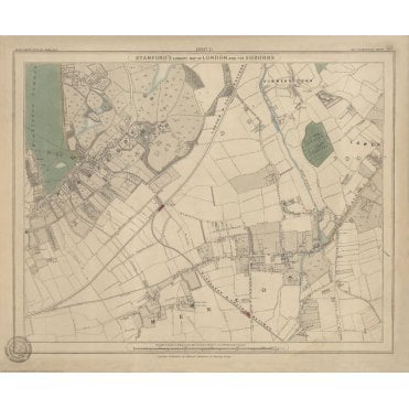 Stanford's Library Map of London Sheet 21 Colour (1862)