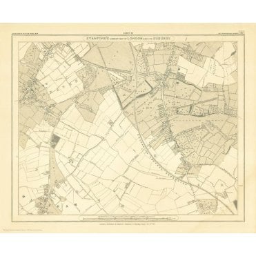 Stanford's Library Map of London Sheet 22 Black and White (1
